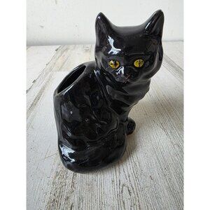 Ceramic black cat vase Halloween decor unique shabby chic